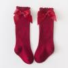 Baby Kids Socks Stockings Girls Toddler Length Mid-Calf Knee-High Solid Sock Princess Cable Knit (Wine, 18-36 Months) view 2