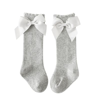 Baby Kids Socks Stockings Girls Toddler Length Mid-Calf Knee-High Solid Sock Princess Cable Knit Baby (Grey, 3-5 Years)