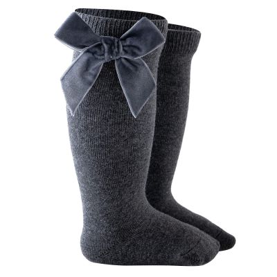 Length Knee-High Kids Toddler Baby Girls Princess Socks Mid-Calf Stockings Solid Sock Infant (Dark Gray, 18-36 Months)