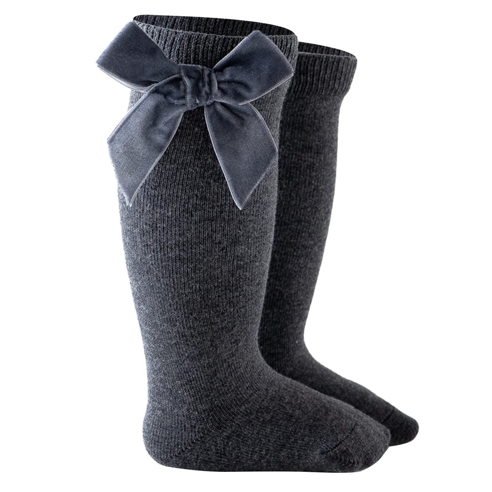 Length Knee-High Kids Toddler Baby Girls Princess Socks Mid-Calf Stockings Solid Sock Infant (Dark Gray, 18-36 Months)