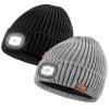Beanie with Light for Men 2 Pack, Hat with Light Built in Rechargeable Winter Warm Knitted Headlamp Caps, Gift for Men Dads Husband Led Beanie Hats with Light(Black&Light Gray) view 1