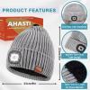 Beanie with Light for Men 2 Pack, Hat with Light Built in Rechargeable Winter Warm Knitted Headlamp Caps, Gift for Men Dads Husband Led Beanie Hats with Light(Black&Light Gray) view 3