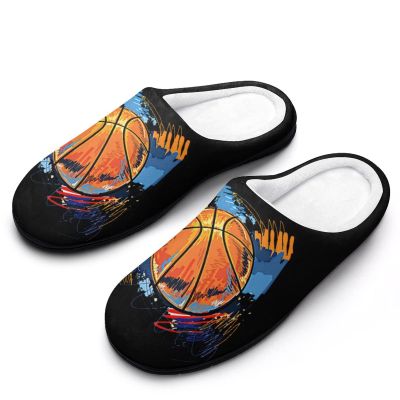 Basketball Men's House Slippers Warm Slip Home Shoes for Indoor Outdoor with Rubber Sole 13-1446-47