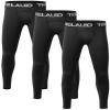 TELALEO Boys' Youth Compression Leggings Pants Tights Athletic Base Layer for Running Hockey Basketball 3 Pack Black-L view 1