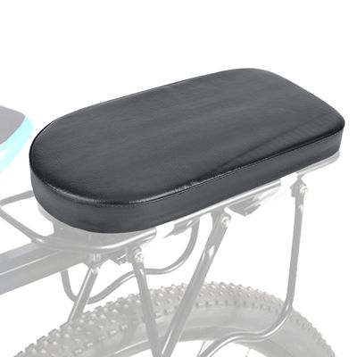 Bicycle Manned Cushion, Black PU Bike Rear Saddle Mountain Bike Back Shelf Seat Cushion Wide Soft Pad Bicycle Accessory for School Sports Trail Riding