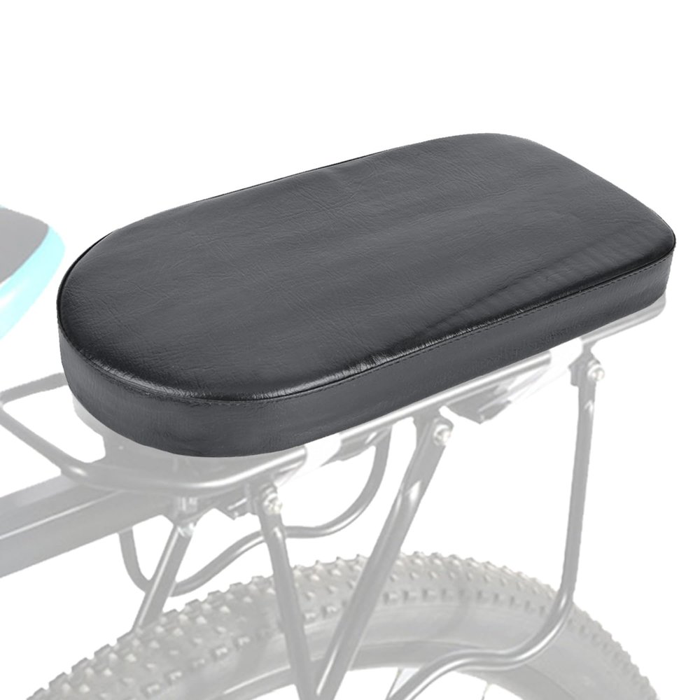 Bicycle Manned Cushion, Black PU Bike Rear Saddle Mountain Bike Back Shelf Seat Cushion Wide Soft Pad Bicycle Accessory for School Sports Trail Riding