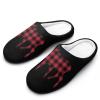 Plaid Moose Lumberjack Red Black Men's House Slippers Warm Slip Home Shoes for Indoor Outdoor with Rubber Sole 9-1042-43 view 1