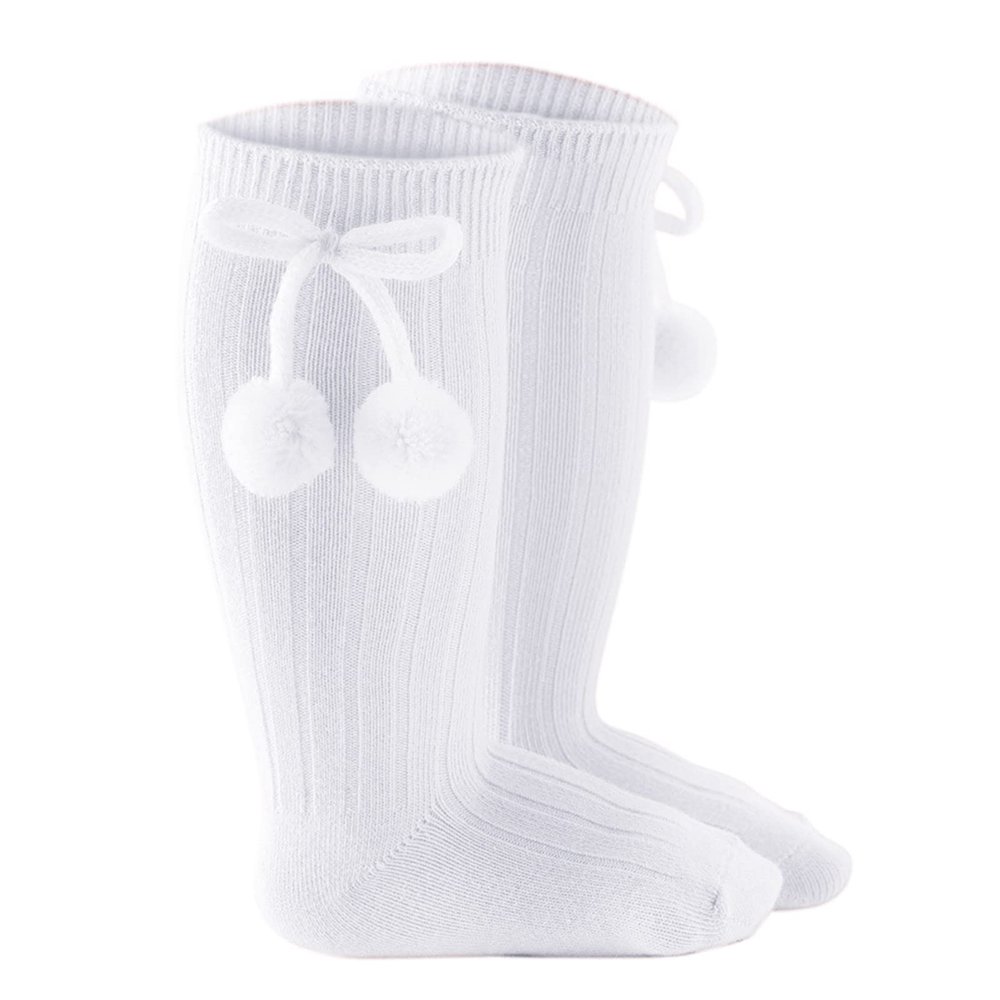 Kids Toddler Baby Princess Solid Girls Socks Stockings Length Mid-Calf Sock Knee-High Baby Care (White, 12-24 Months)