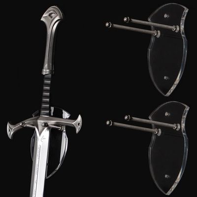 WANLIAN Sword Cards Sword Stand Wall Mounted Sword Wall Card Acrylic Sword Wall Display Card Shield Sword Stand with Hardware (2 pieces transparent)