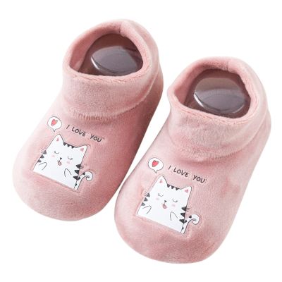 Prewalker First Walkers Girl Shoes Toddler Warm Non-slip Boy Floor Fleece Socks Baby Toddler Boy (Pink, 6-12 Months)