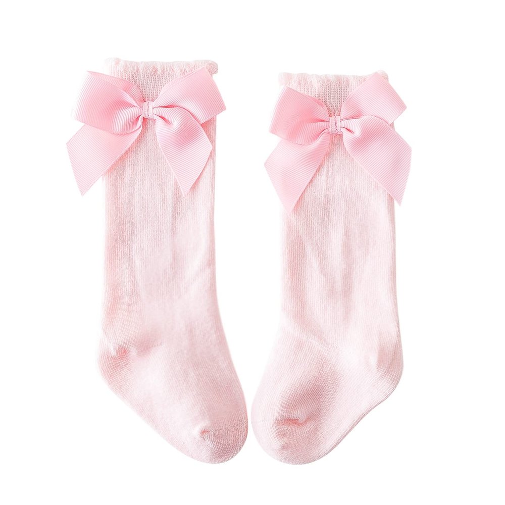 Baby Kids Socks Stockings Girls Toddler Length Mid-Calf Knee-High Solid Sock Princess Cable Knit Baby (Pink, 5-7 Years)