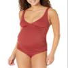 Amazon Essentials Women's Maternity Ruched V-Neck Swimsuit with Adjustable Straps, Brick Red, X-Small view 1