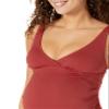 Amazon Essentials Women's Maternity Ruched V-Neck Swimsuit with Adjustable Straps, Brick Red, X-Small view 3