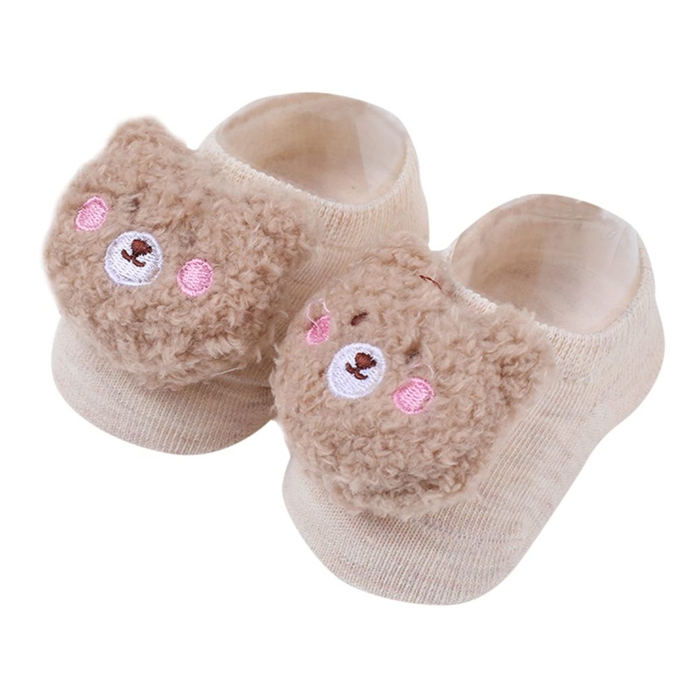 Baby Socks Boys Girls Cartoon Non Slip Baby Sock Floor Socks Infant Socks (Brown, 0-12 Months)