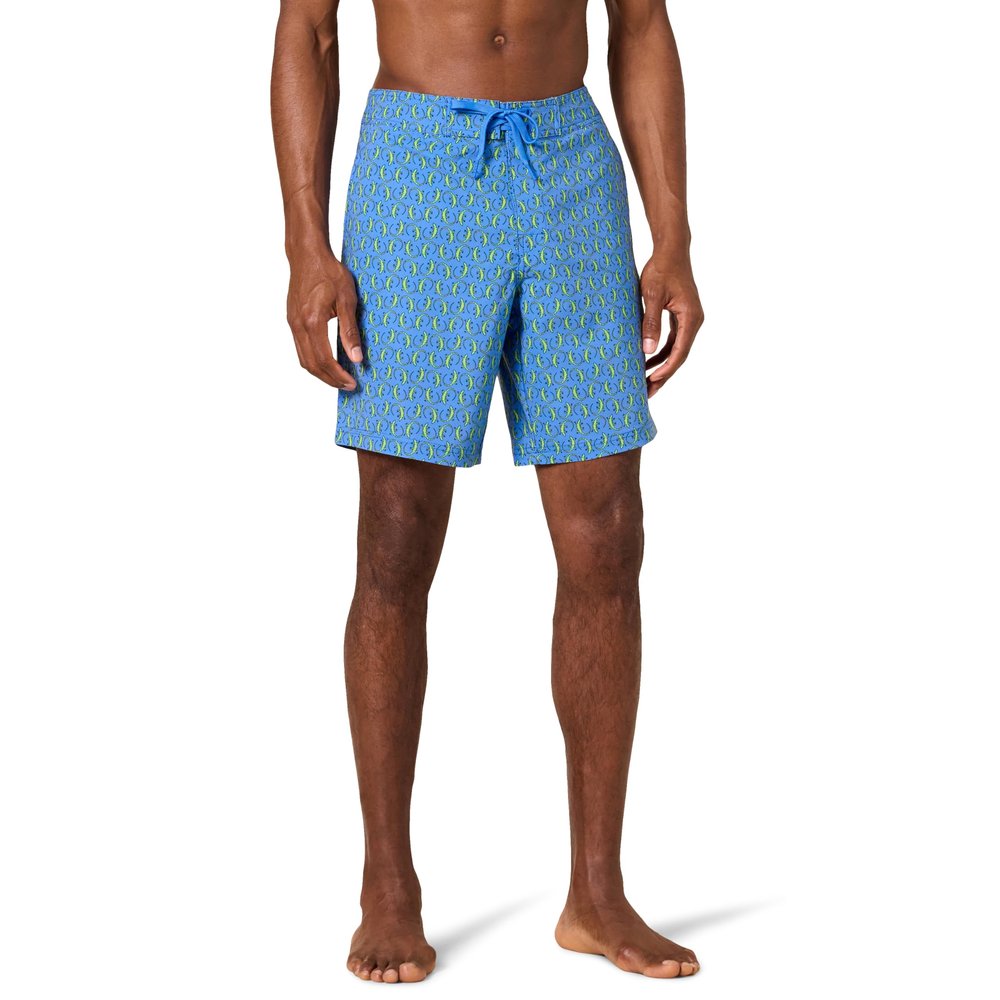 Amazon Essentials Men's 9" Quick-Dry Board Shorts, Blue Lizards, Large