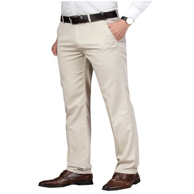 Uohzus Men's Slim Fit Beige Dress Pants Formal Pants Dress Slacks for Men