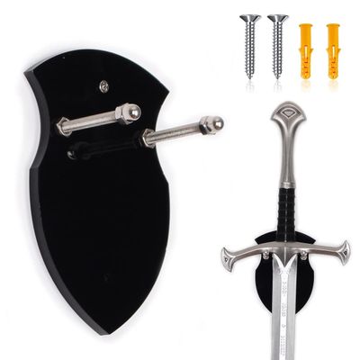 Wall Mounted Sword Card Sword Holder Sword Wall Card Acrylic Sword Wall Display Card Shield Sword Holder Knife Holder Dagger Holder (1 piece black)