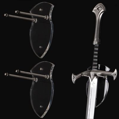 Wall Mounted Sword Card Sword Holder Sword Wall Card Acrylic Sword Wall Display Card Shield Sword Holder Knife Holder Dagger Holder (2 pieces transparent)