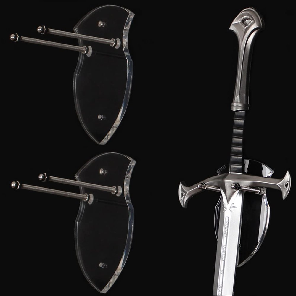 Wall Mounted Sword Card Sword Holder Sword Wall Card Acrylic Sword Wall Display Card Shield Sword Holder Knife Holder Dagger Holder (2 pieces transparent)
