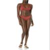 Amazon Essentials Women's Classic Full Coverage Low Rise Bikini Swimsuit Bottom, Brick Red, 1X view 4