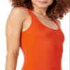 Amazon Essentials Women's One-Piece Coverage Swimsuit (Available in Plus Size), Orange, Medium view 4