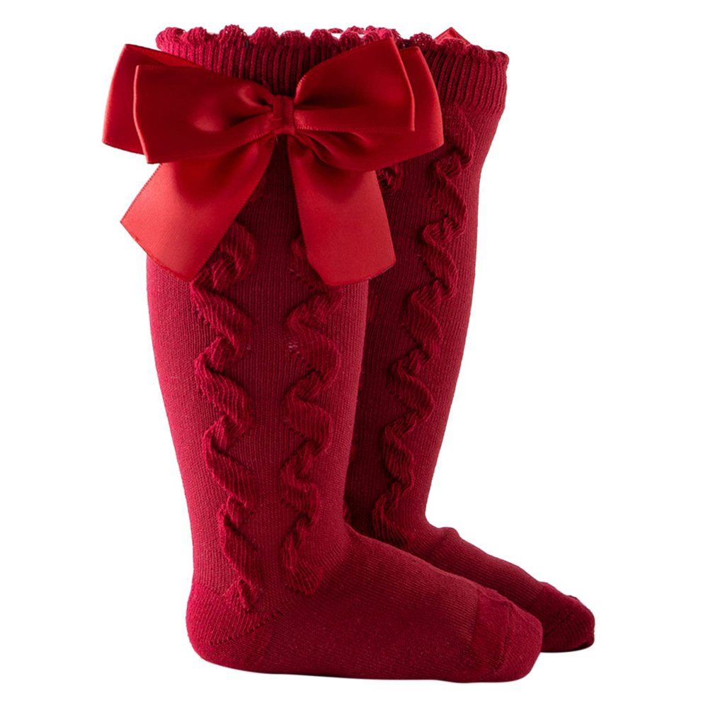 Kids Baby Stockings Mid-Calf Toddler Sock Girls Knee-High Solid Princess Length Socks Baby Boy Clothes (Wine, 3-5 Years)