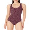 Amazon Essentials Women's One-Piece Coverage Swimsuit (Available in Plus Size), Brick Red Leopard, Medium view 1