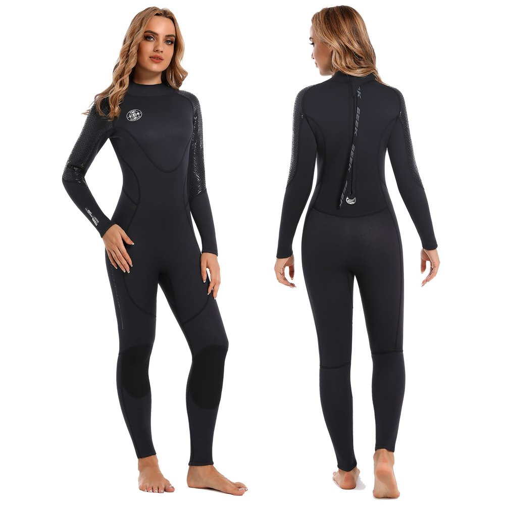 Women Wetsuit Neoprene Wet Suit - 3mm Thermal Scuba Gear Back Zip Ultra Stretch Black Swimsuit Long Sleeve Full Body Warm Men Diving Suits for Snorkeling Swimming Outdoor Water Sports Diver XXXL