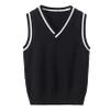 Loloda Kids Boys Girls Casual V Neck School Uniform Knit Sweater Vest Striped Sleeveless Cardigan Daily Wear Navy Blue 9-10 Years view 1