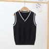 Loloda Kids Boys Girls Casual V Neck School Uniform Knit Sweater Vest Striped Sleeveless Cardigan Daily Wear Navy Blue 9-10 Years view 2