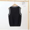 Loloda Kids Boys Girls Casual V Neck School Uniform Knit Sweater Vest Striped Sleeveless Cardigan Daily Wear Navy Blue 9-10 Years view 3