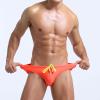 JEsilunmaMY Lace Up Underwear for Men Low Rise Quick-Drying Bulge Pouch Bikini Briefs Solid Color Strappy Beach Underpants (Orange,Medium) view 2