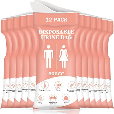 DIBBATU Disposable Urinal Bag,12 PCS 800ML Emergency Urine Bag, Unisex Urinal Bag, Portable Camping Pee Bag, Travel Urine Bags Vomit Bag for Traffic Jams, Camping, Hiking, Pregnant, Patient, Kid