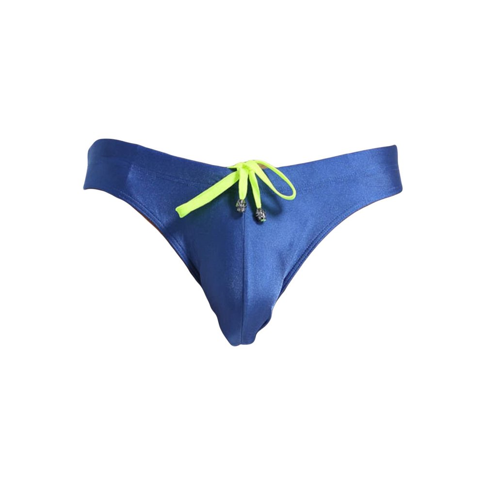 JEsilunmaMY Lace Up Underwear for Men Low Rise Quick-Drying Bulge Pouch Bikini Briefs Solid Color Strappy Beach Underpants (Blue2,X-Large)