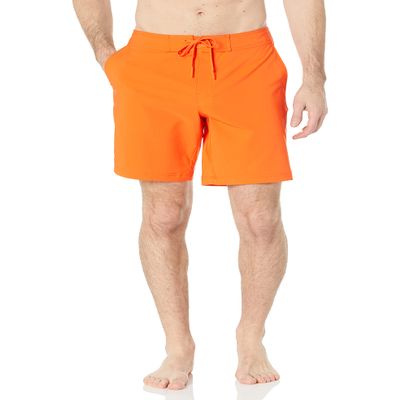 Amazon Essentials Men's Board Shorts, Orange, Medium