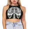 Ainuno Halloween Crop Top Skeleton Crop Tops Womens Teens Girl Emo Top Gothic Clothes Black Goth Cropped Tank Top Y2K Fashion Summer Shirts Cute Cami Vest,Skull Crop Top for Women Graphic Print view 1
