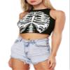 Ainuno Halloween Crop Top Skeleton Crop Tops Womens Teens Girl Emo Top Gothic Clothes Black Goth Cropped Tank Top Y2K Fashion Summer Shirts Cute Cami Vest,Skull Crop Top for Women Graphic Print view 3