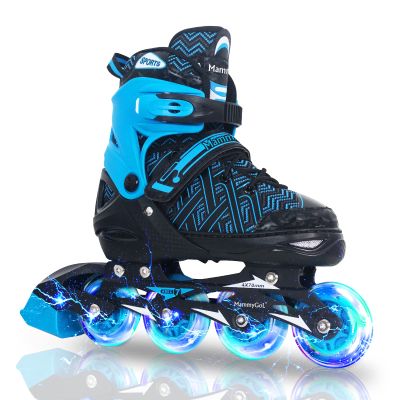 Inline Skates for Boys, Outdoor Adjustable Roller Skates for Kids Youth with Beginners Full Illuminating Safe Durable Blue Size 10C 11C 12C 13C