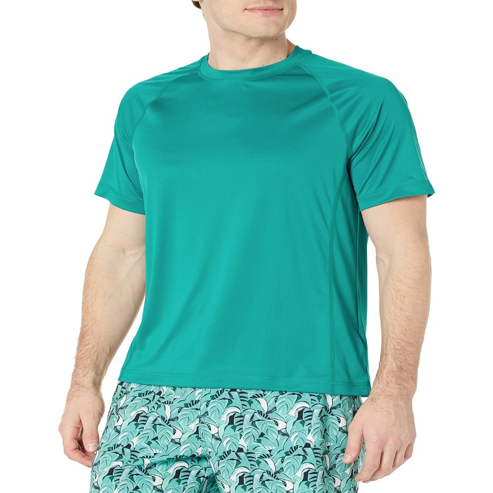 Amazon Essentials Men's Slim-Fit Short-Sleeve Quick-Dry UPF 50 Swim Tee, Teal Green, XX-Large