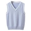 Loloda Kids Boys Girls Casual V Neck School Uniform Knit Sweater Vest Striped Sleeveless Cardigan Daily Wear Light Blue 11-12 Years view 1