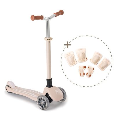 MomnLittle Kids Scooter(Beige)+Knee Pads Set