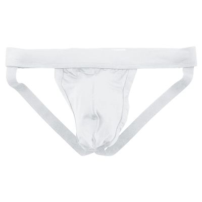 JEsilunmaMY Mens Jockstrap Underwear Low Rise Athletic Supporter T-Back Thong Solid Color Butt-Flaunting Bulge Pouch G-String (White,Small)