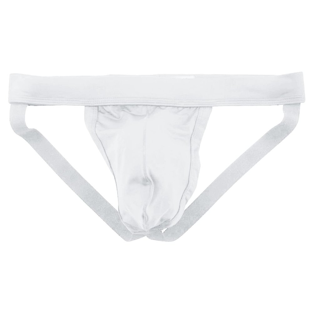 JEsilunmaMY Mens Jockstrap Underwear Low Rise Athletic Supporter T-Back Thong Solid Color Butt-Flaunting Bulge Pouch G-String (White,Small)