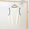 Loloda Kids Boys Girls Casual V Neck School Uniform Knit Sweater Vest Striped Sleeveless Cardigan Daily Wear White 11-12 Years view 3