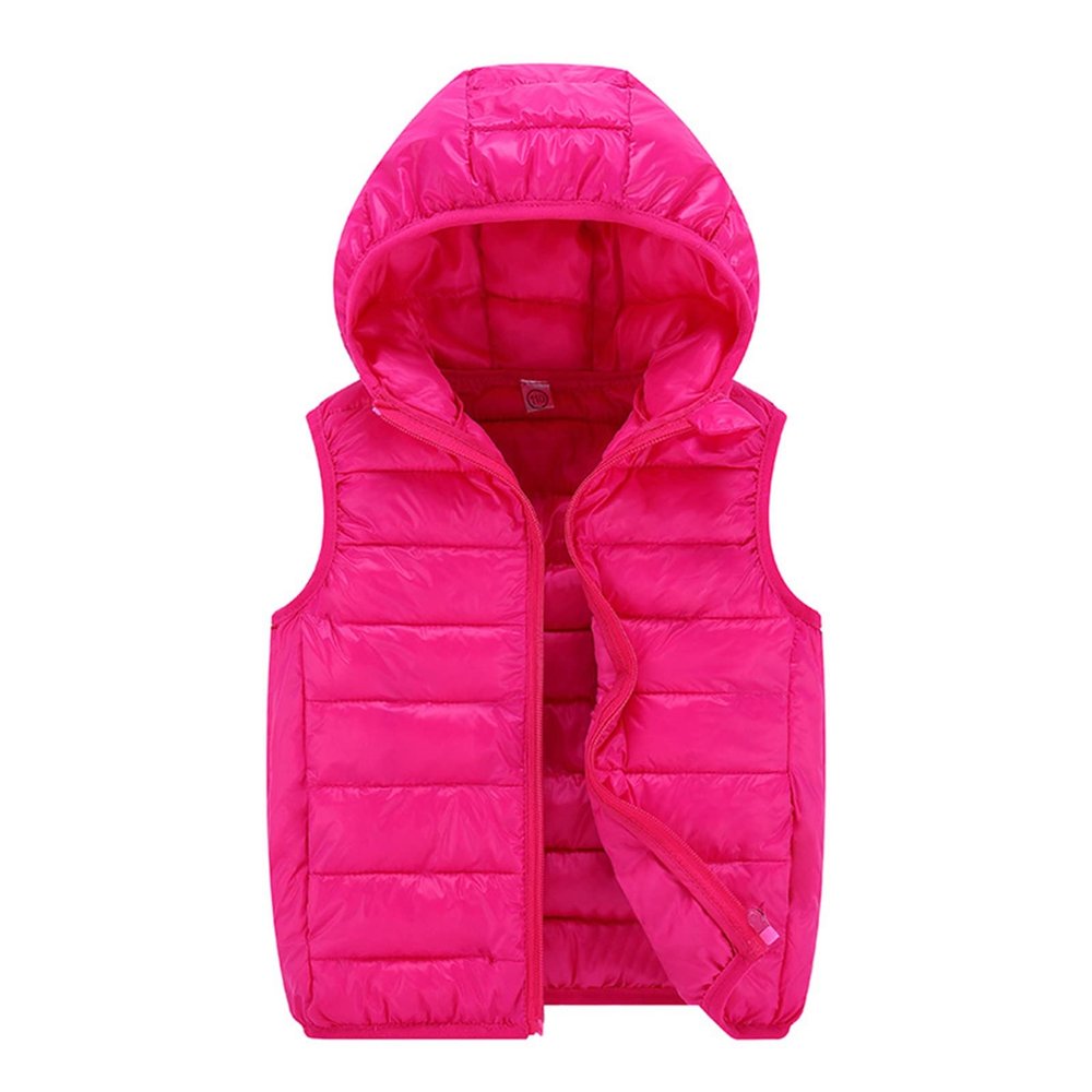 Toddler Baby Girls Boys Winter Warm Vest Clothes Sleeveless Solid Jacket Kids Down Quilted Gilet (Hot Pink, 4-5 Years)