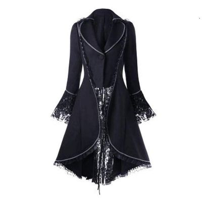BCDlily Victorian Steampunk Tail Jacket for Women Renaissance Gothic Tailcoat Halloween Costumes Medieva Tailcoat Coat