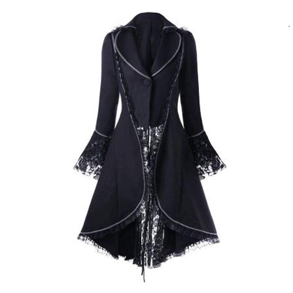 BCDlily Victorian Steampunk Tail Jacket for Women Plus Size Renaissance Dress Medieval Pirate Renaissance Goth Costume Black