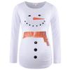 Maternity Shirt Long Sleeve Basic Top Ruch Sides Bodycon Tshirt for Pregnant Women Christmas Snowman XL view 1