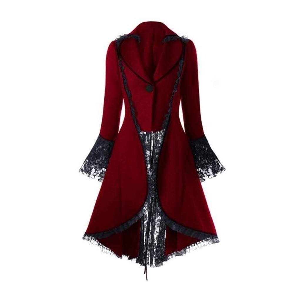 BCDlily Victorian Steampunk Tail Jacket for Women Plus Size Renaissance Dress Medieval Pirate Renaissance Goth Costume Red