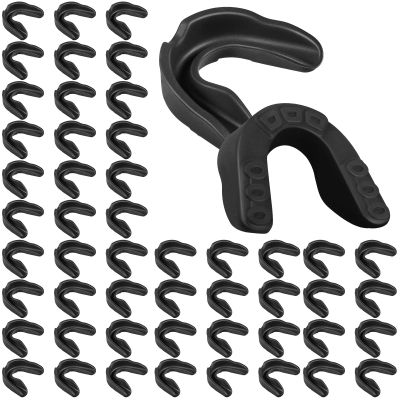 Frienda 50 Pcs Football Mouth Guards Bulk Youth Football Mouthpiece Sport Athletic Mouthguard Gum Teeth Guard for Hockey Karate Basketball Boxing Basketball Rugby(Black)